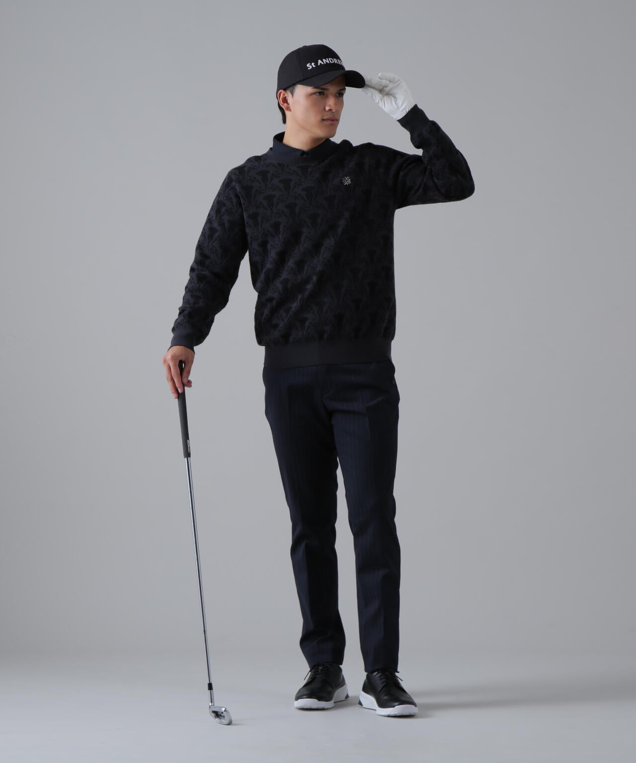 14Gアザミダマスクジャガードクルーネックニットプルオーバー (MENS)