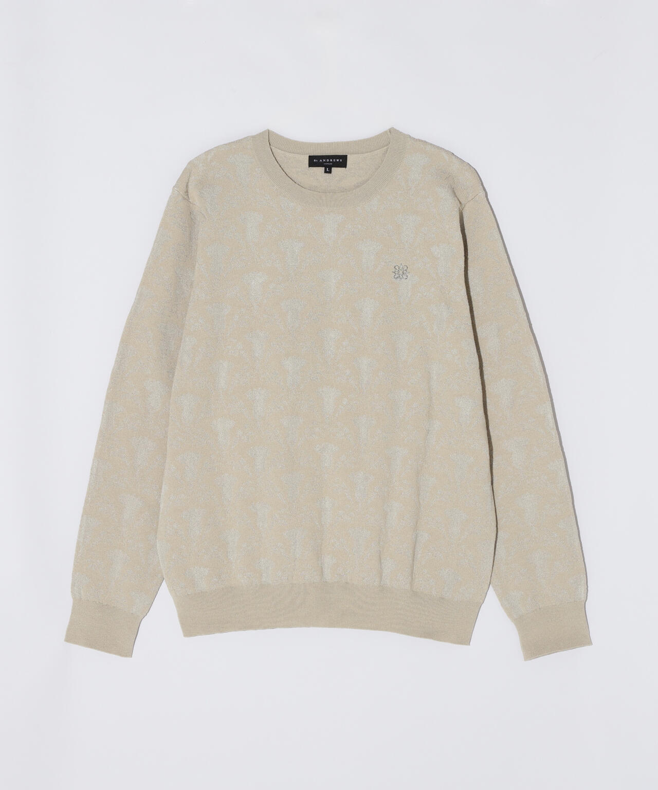 14Gアザミダマスクジャガードクルーネックニットプルオーバー (MENS)