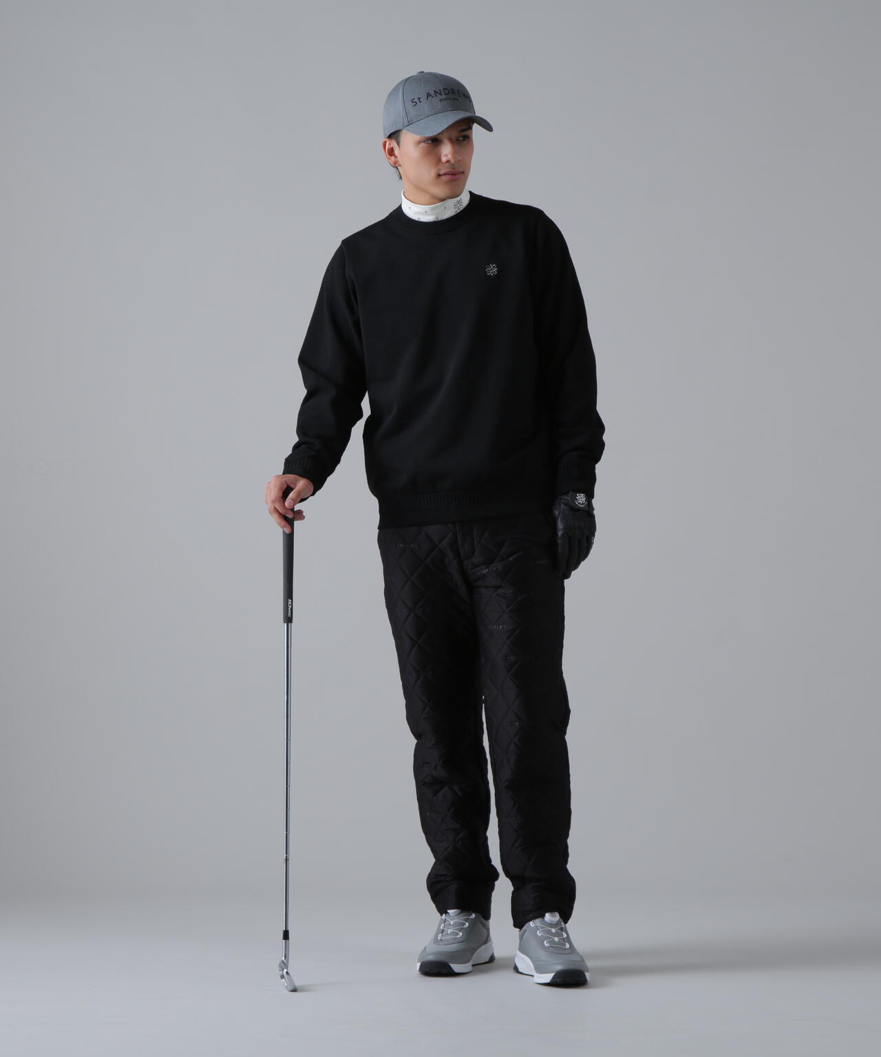 12G天竺×リンクス裏地付きクルーネックニットプルオーバー (MENS)