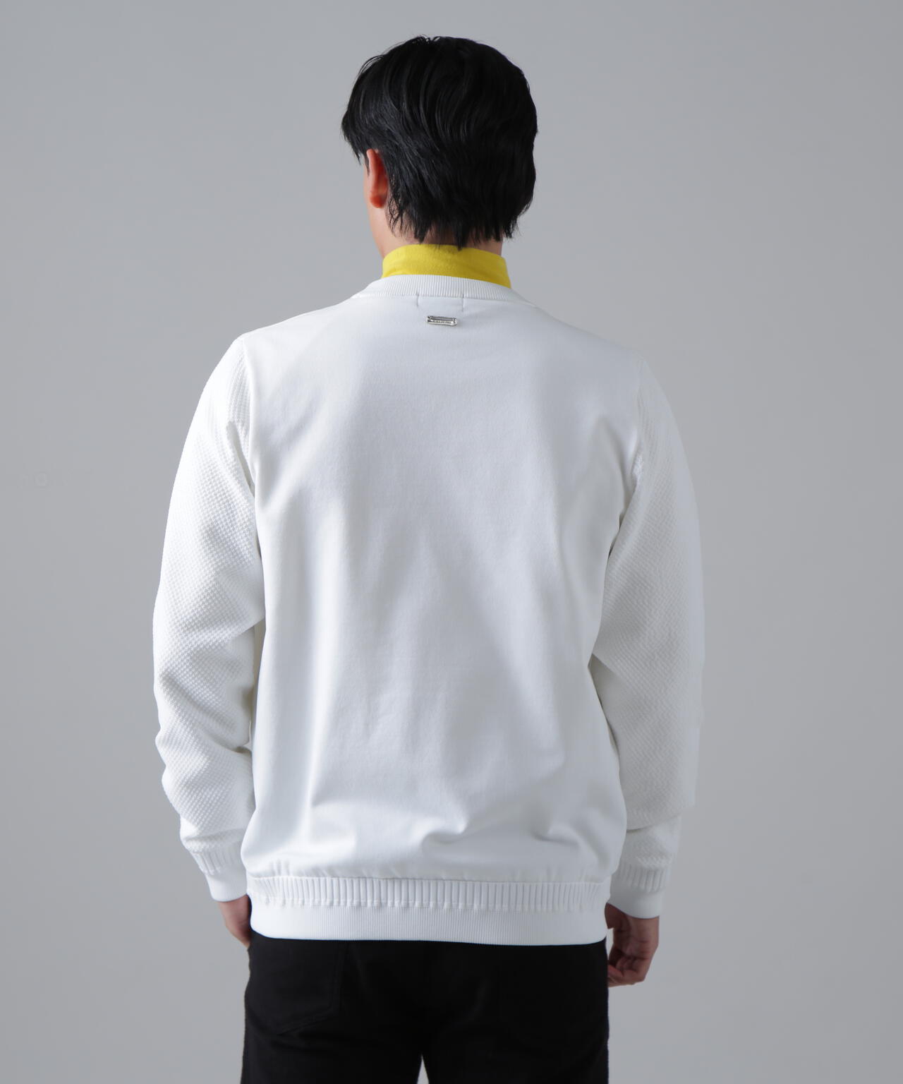 12G天竺×リンクス裏地付きクルーネックニットプルオーバー (MENS)