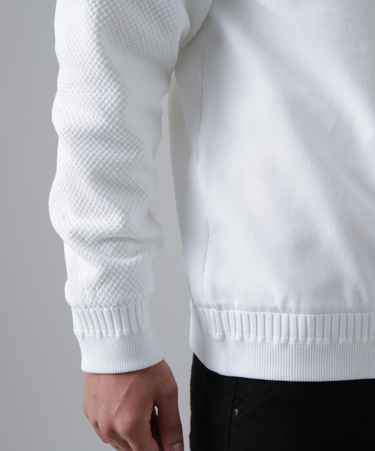 12G天竺×リンクス裏地付きクルーネックニットプルオーバー (MENS)