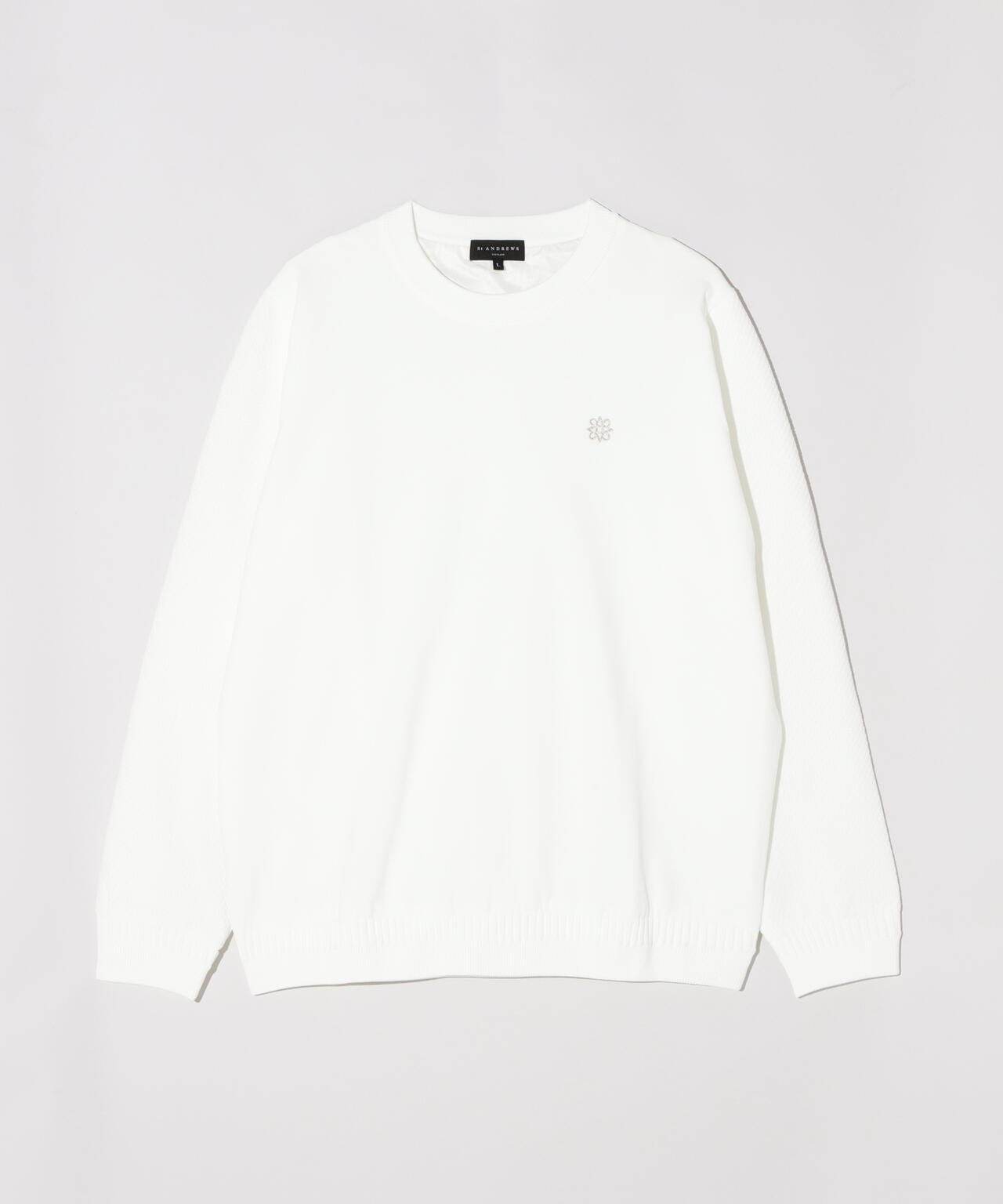 12G天竺×リンクス裏地付きクルーネックニットプルオーバー (MENS)