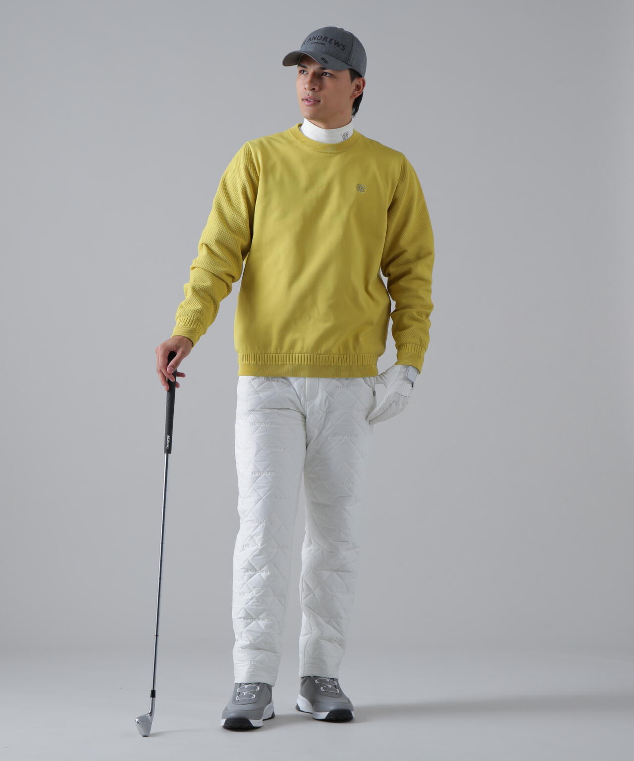 12G天竺×リンクス裏地付きクルーネックニットプルオーバー (MENS)