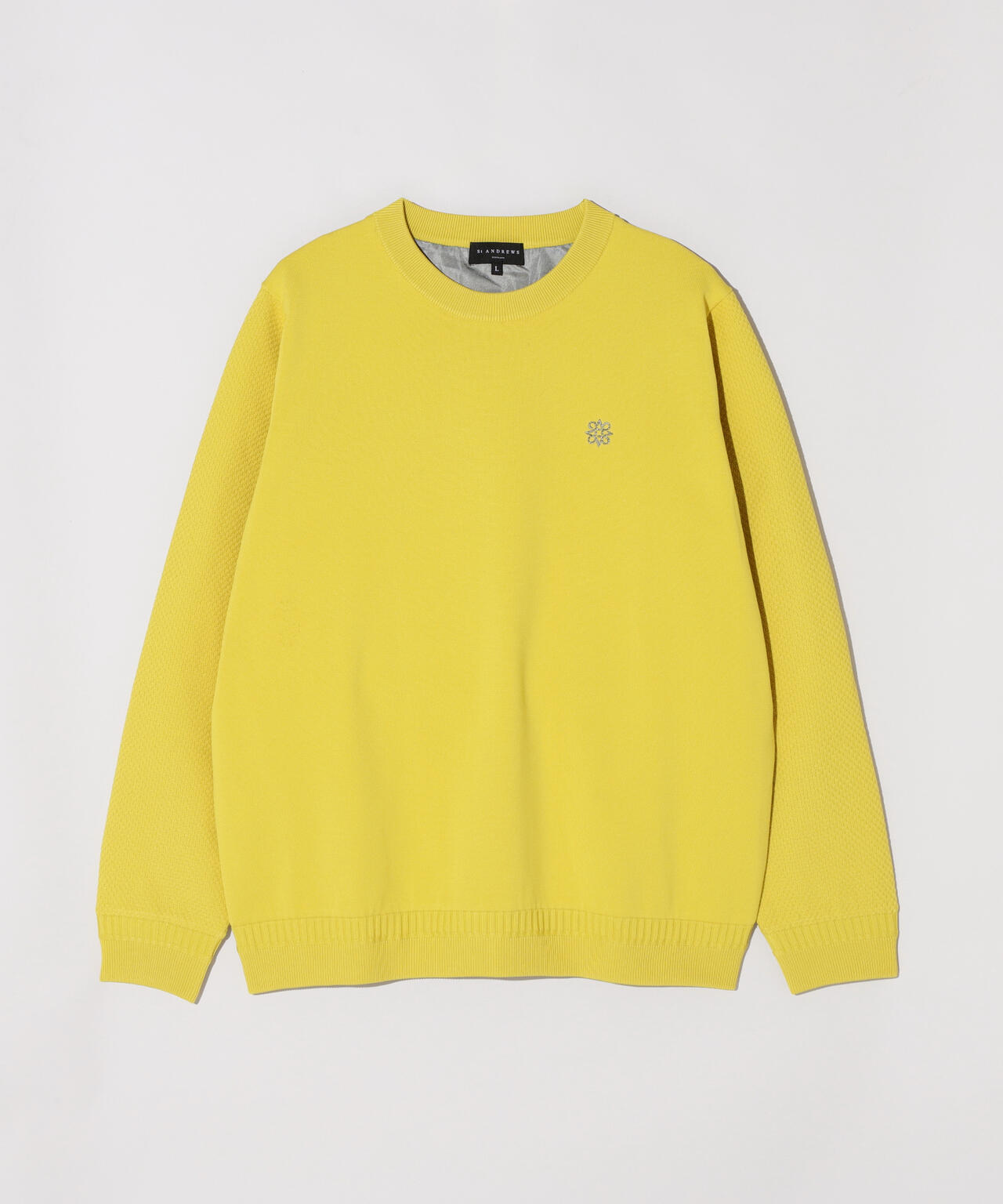 12G天竺×リンクス裏地付きクルーネックニットプルオーバー (MENS)