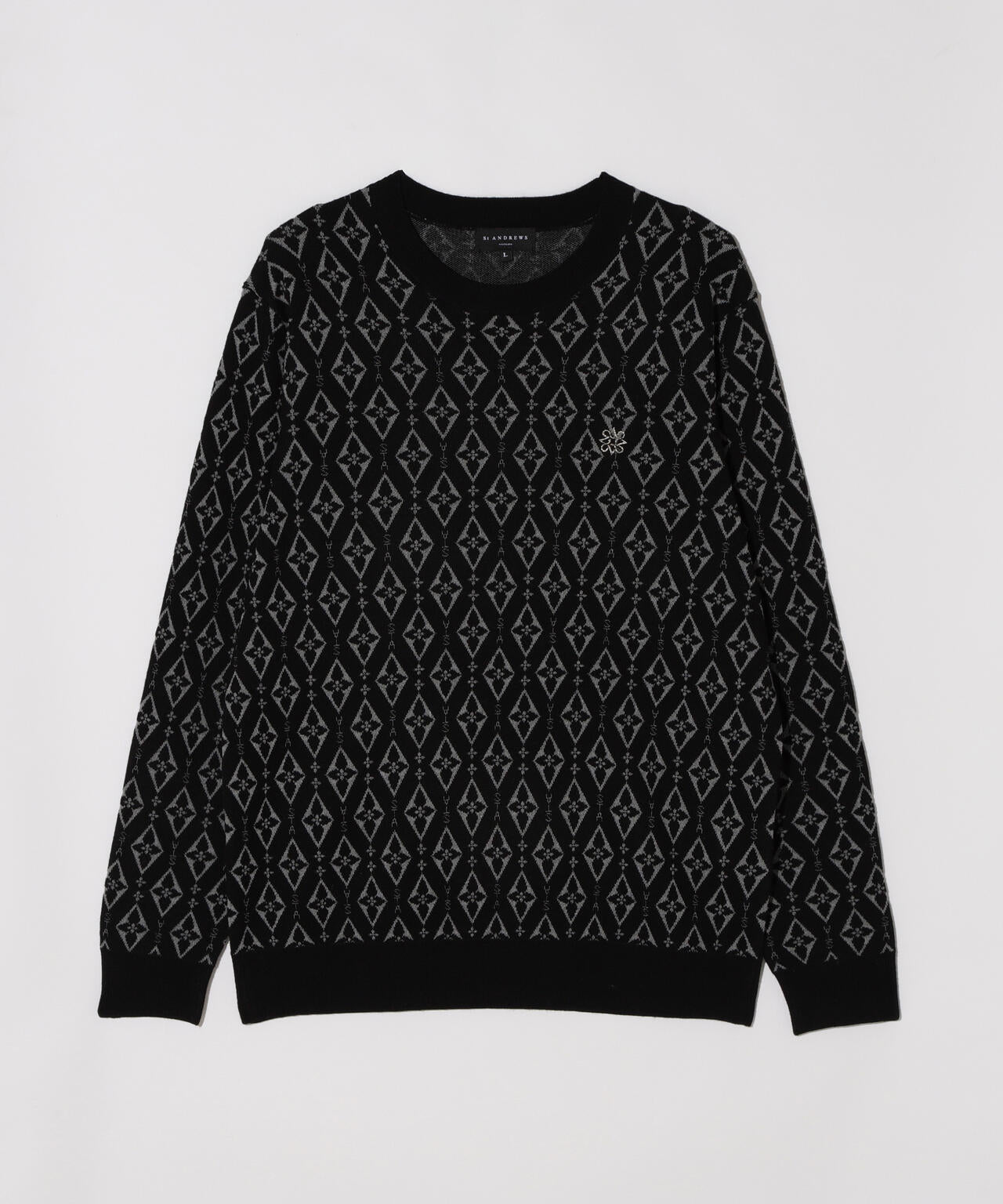 16Gダイヤロゴジャガードクルーネックニットプルオーバー (MENS)