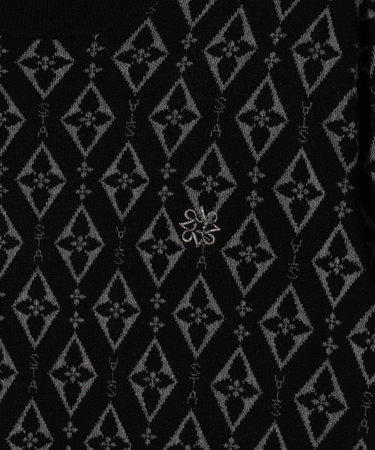 16Gダイヤロゴジャガードクルーネックニットプルオーバー (MENS)