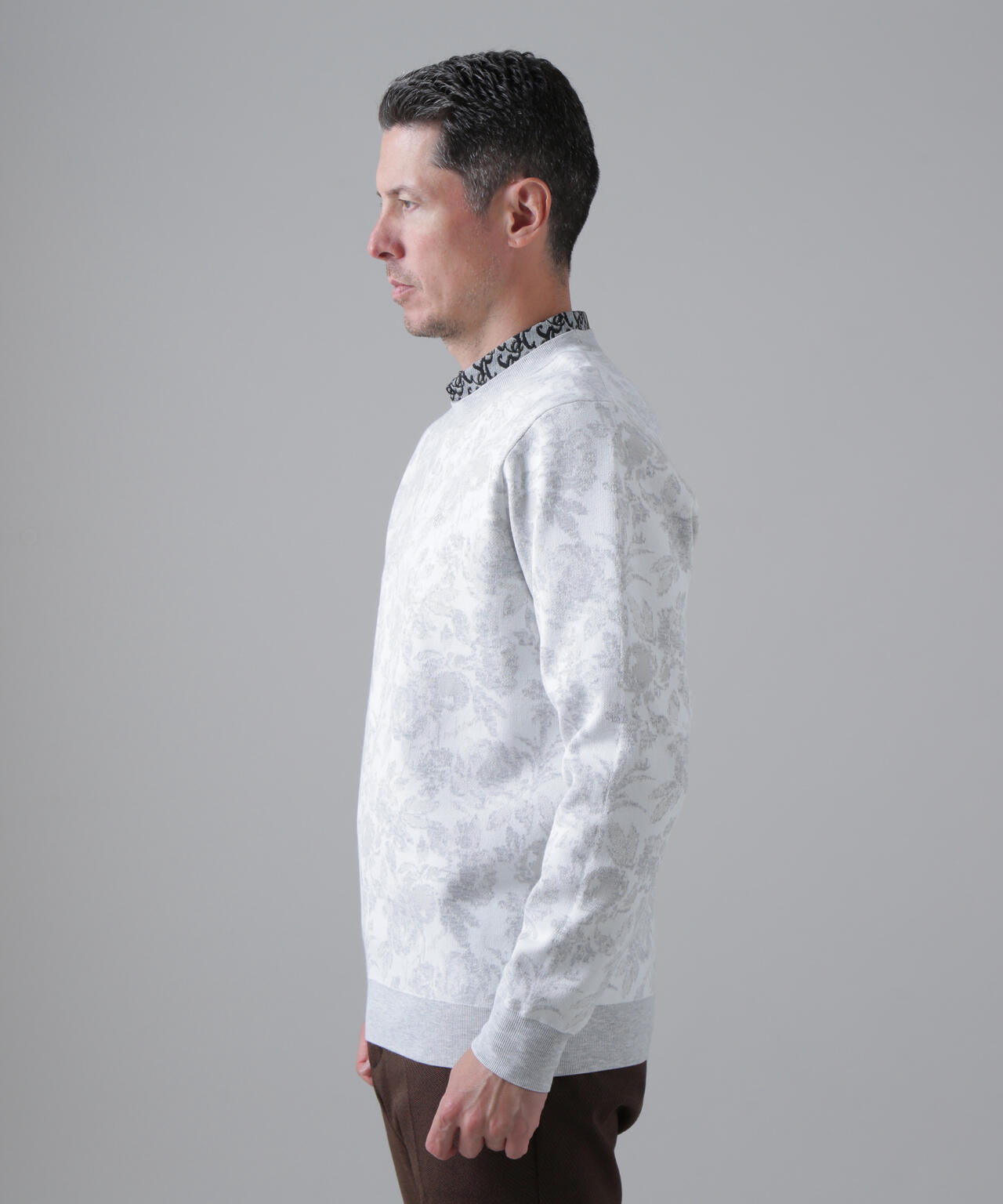 16Gボニースコットランドジャガードクルーネックニットプルオーバー (MENS)