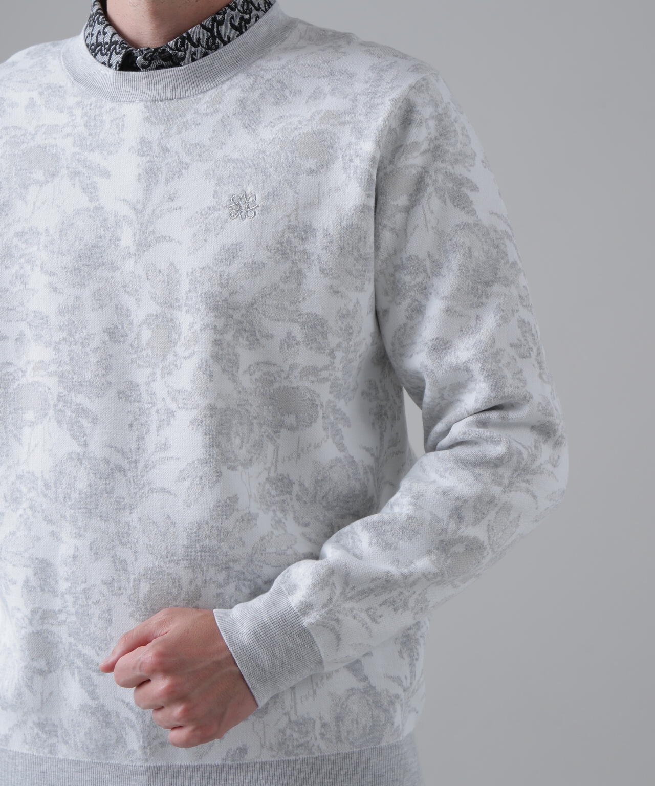 16Gボニースコットランドジャガードクルーネックニットプルオーバー (MENS)