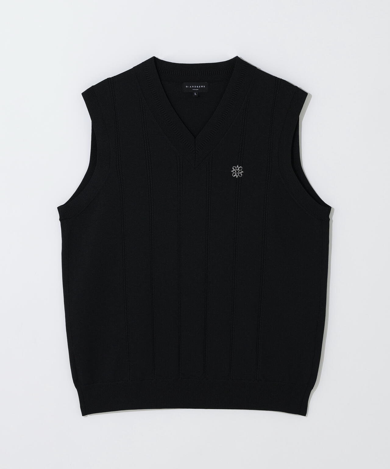 14G天竺×ケーブル Vネックニットベスト (MENS)