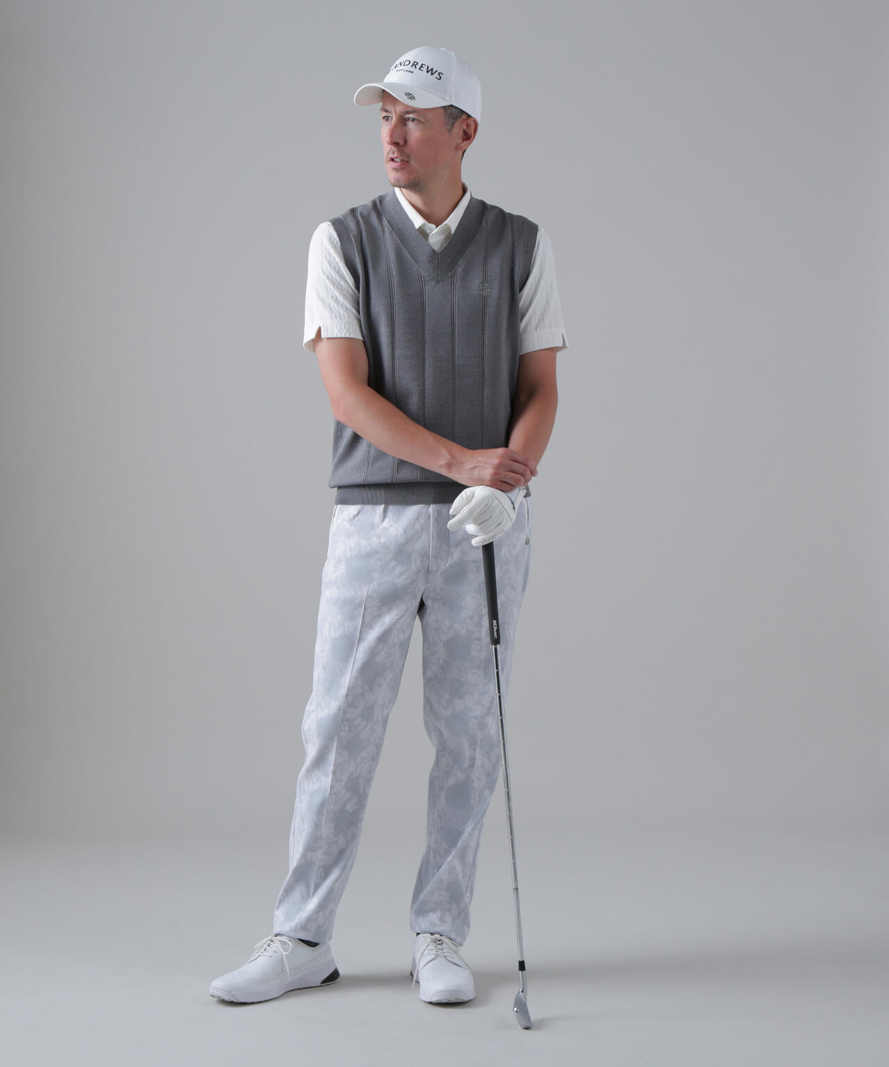 14G天竺×ケーブル Vネックニットベスト (MENS)