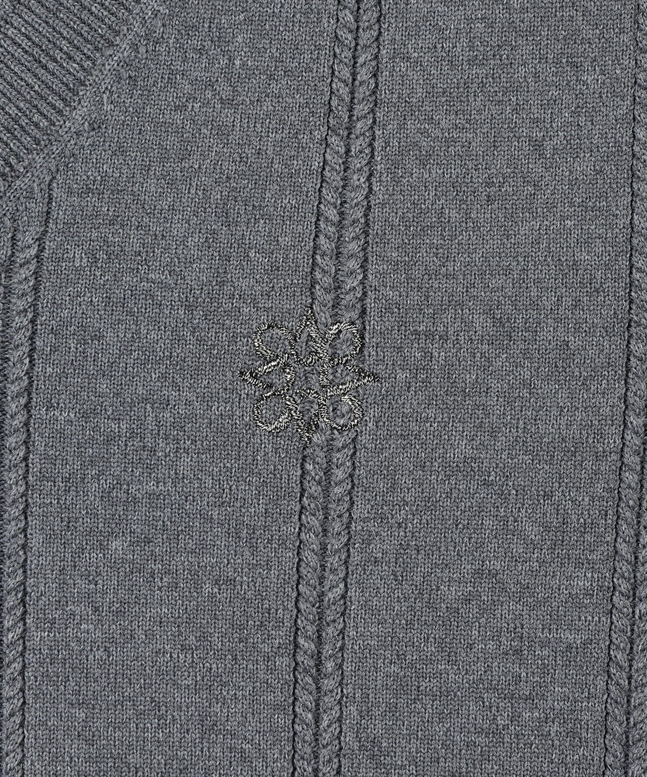 14G天竺×ケーブル Vネックニットベスト (MENS)