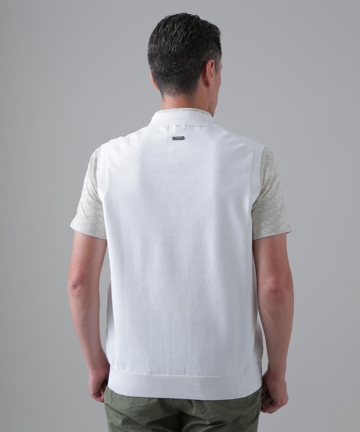 14G天竺×ケーブル Vネックニットベスト (MENS)