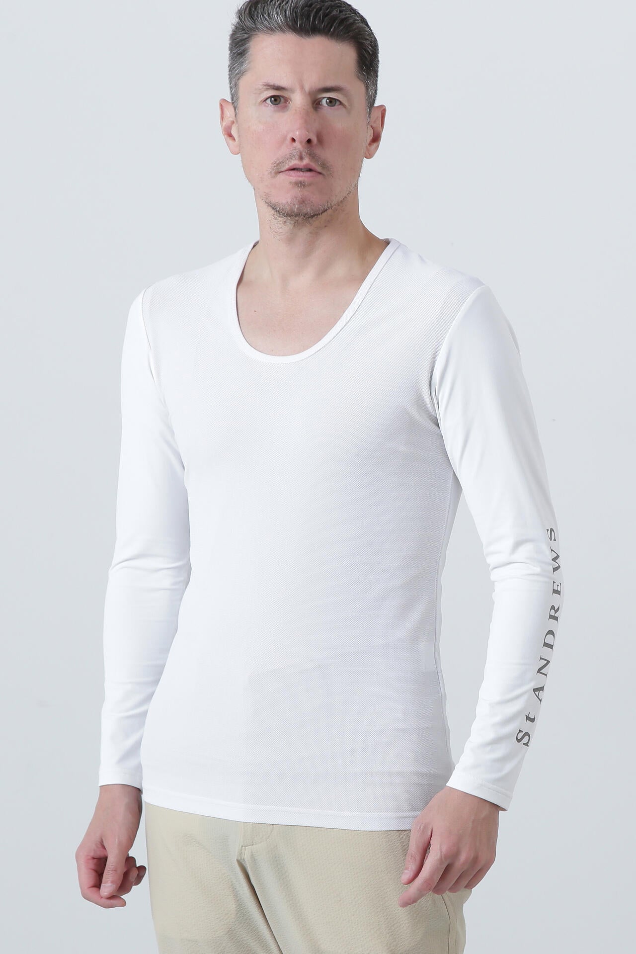 ツインコットUV×SUNPROFITメッシュ長袖Uネックインナー (MENS)