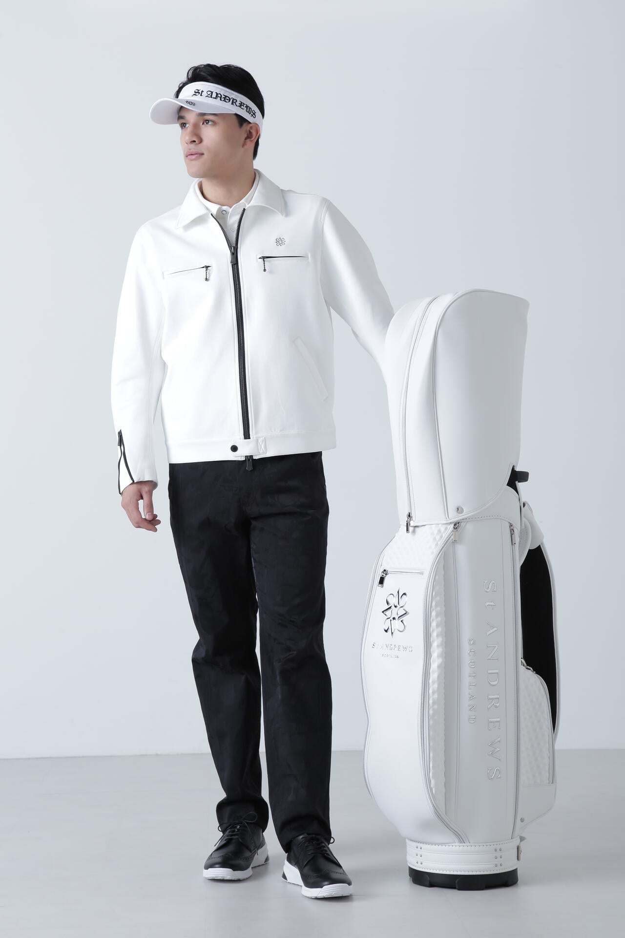 9.0インチ スリムカート型ピラミッドエンボス キャディバッグ (46インチ対応) (UNISEX)