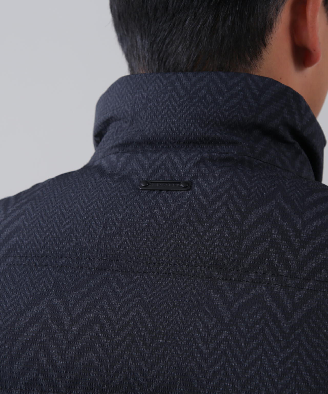 ヘリンボーンプリント中綿キルトブルゾン (MENS)
