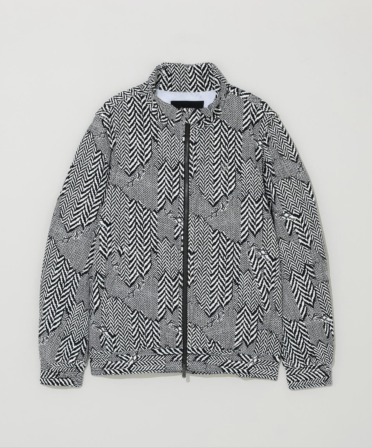 ヘリンボーンプリント中綿キルトブルゾン (MENS)