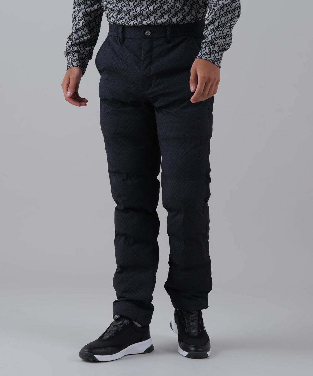 ヘリンボーンプリント中綿キルトパンツ (MENS)