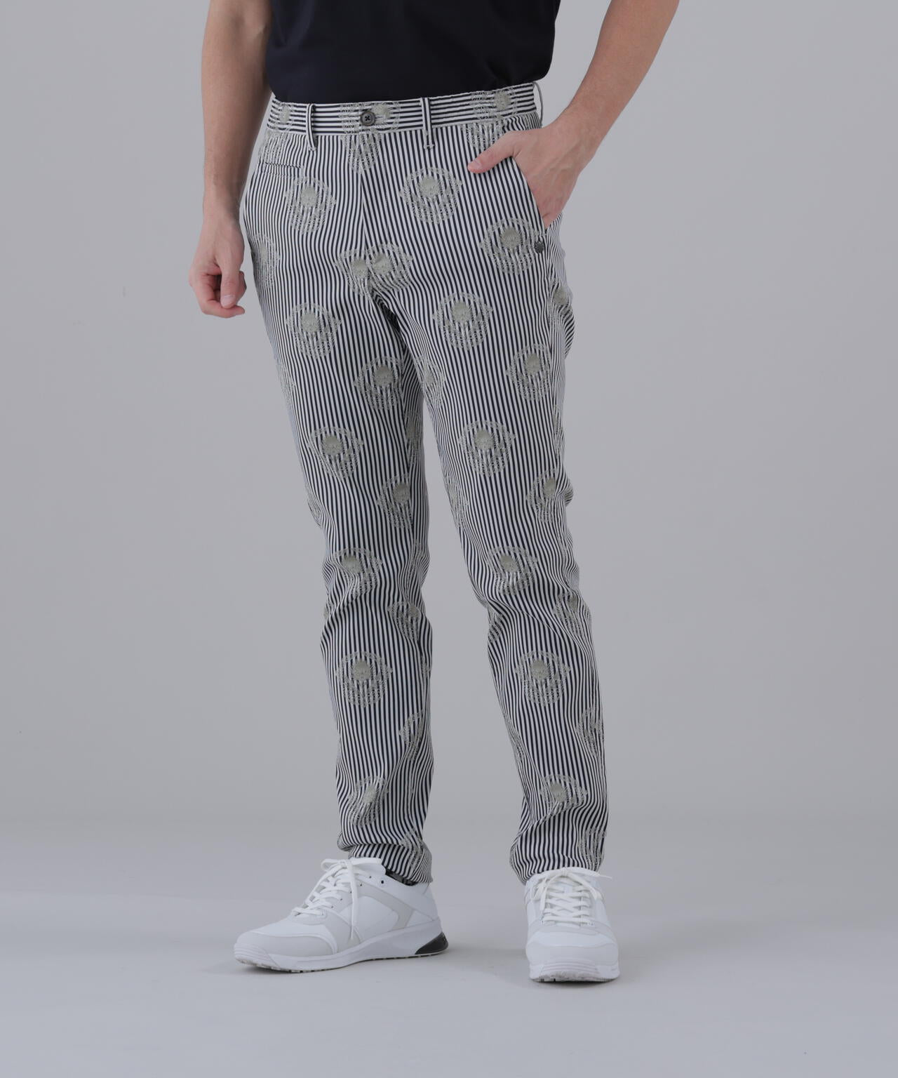 【ストレッチ】ロンドンストライプアザミジャガードパンツ (MENS)