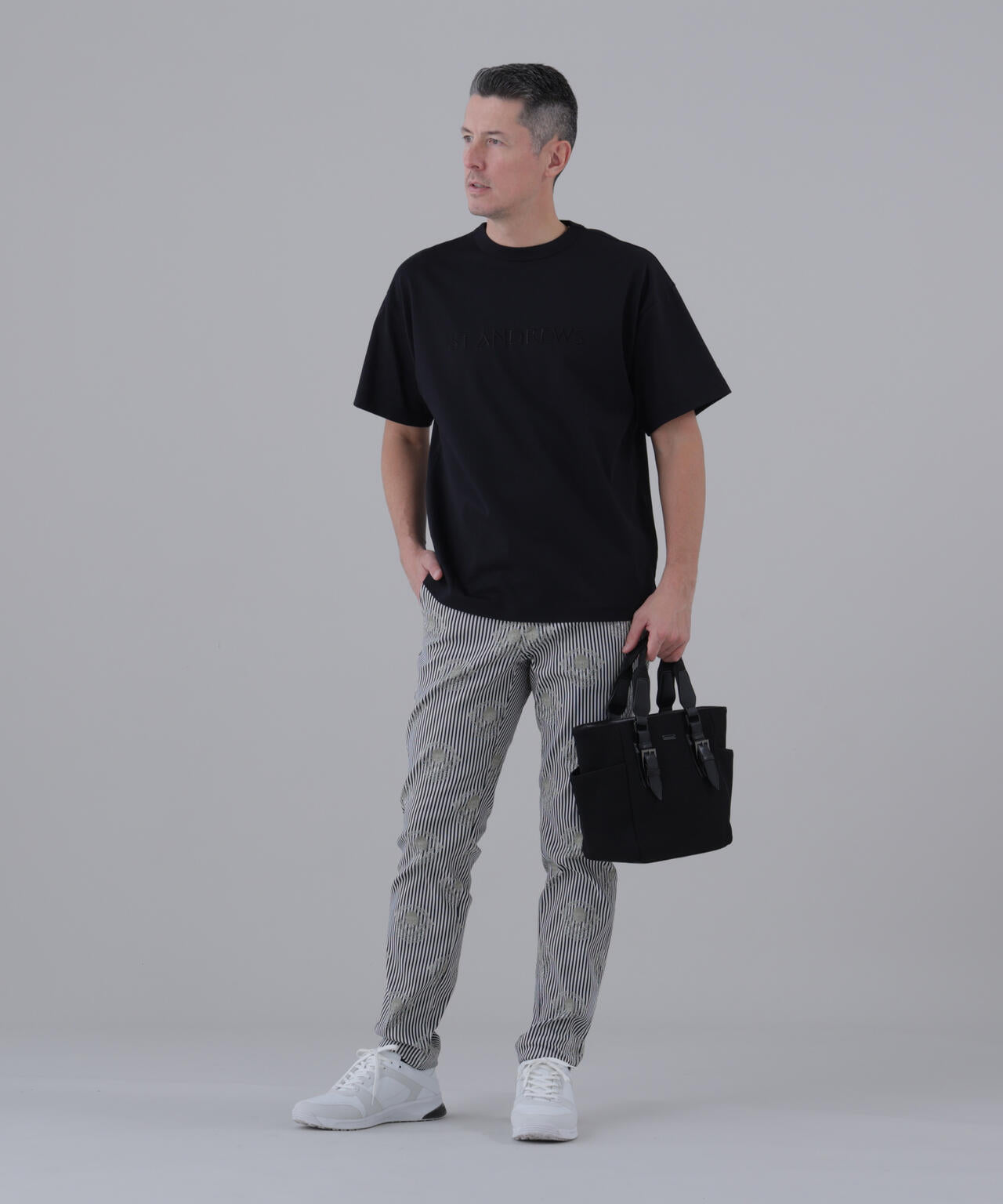 【ストレッチ】ロンドンストライプアザミジャガードパンツ (MENS)