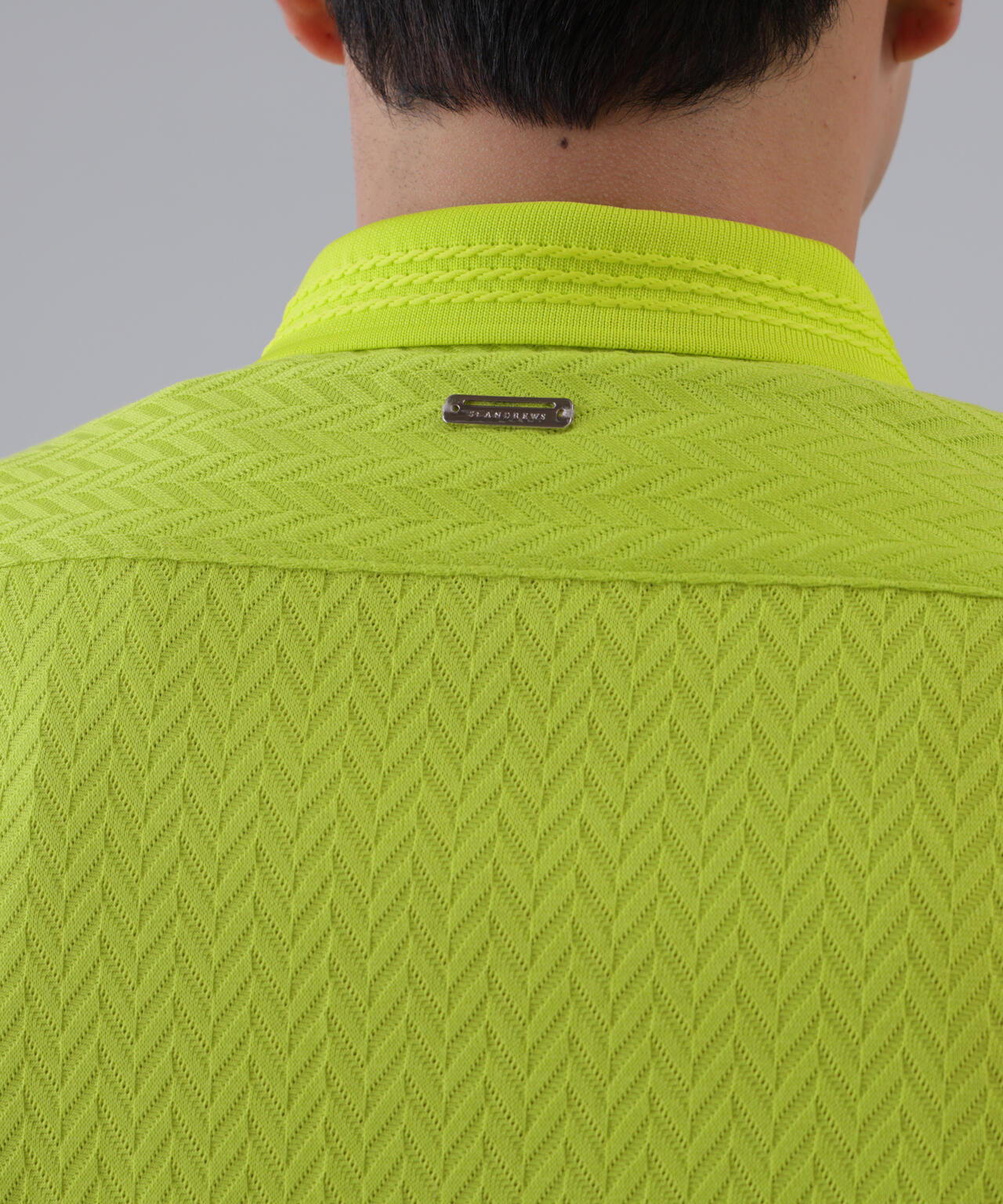 ヘリンボーンジャガード半袖ポロシャツ (MENS)