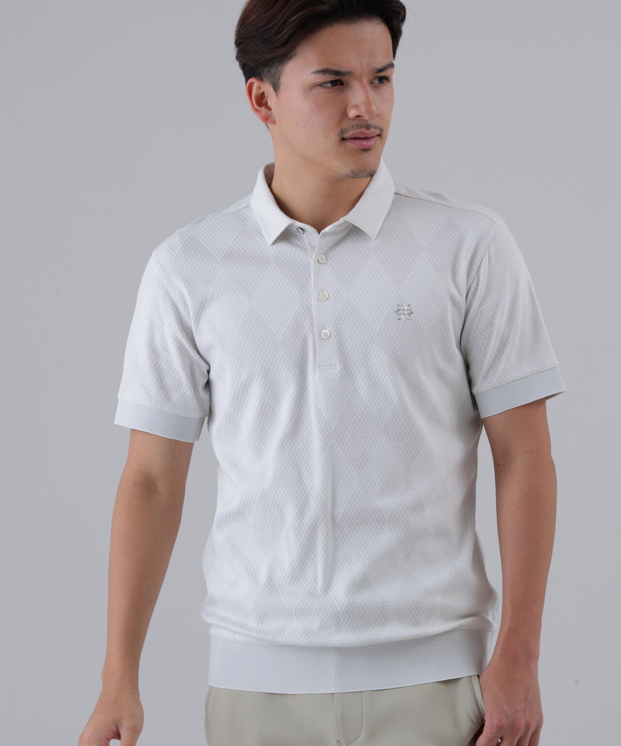 【UVカット】ダイヤジャガード半袖シャツ (MENS)