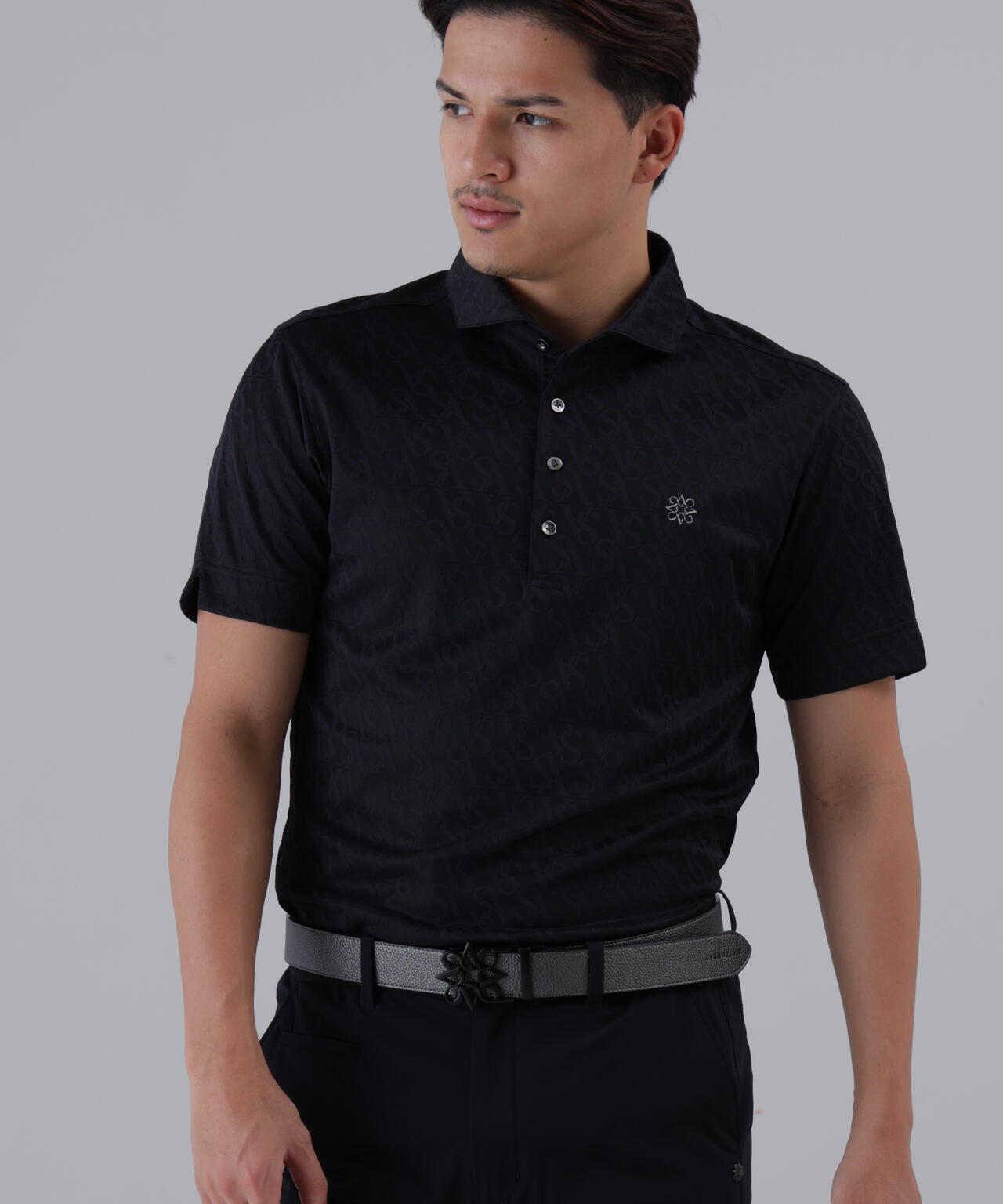 SAロゴジャガード無地半袖シャツ (MENS)