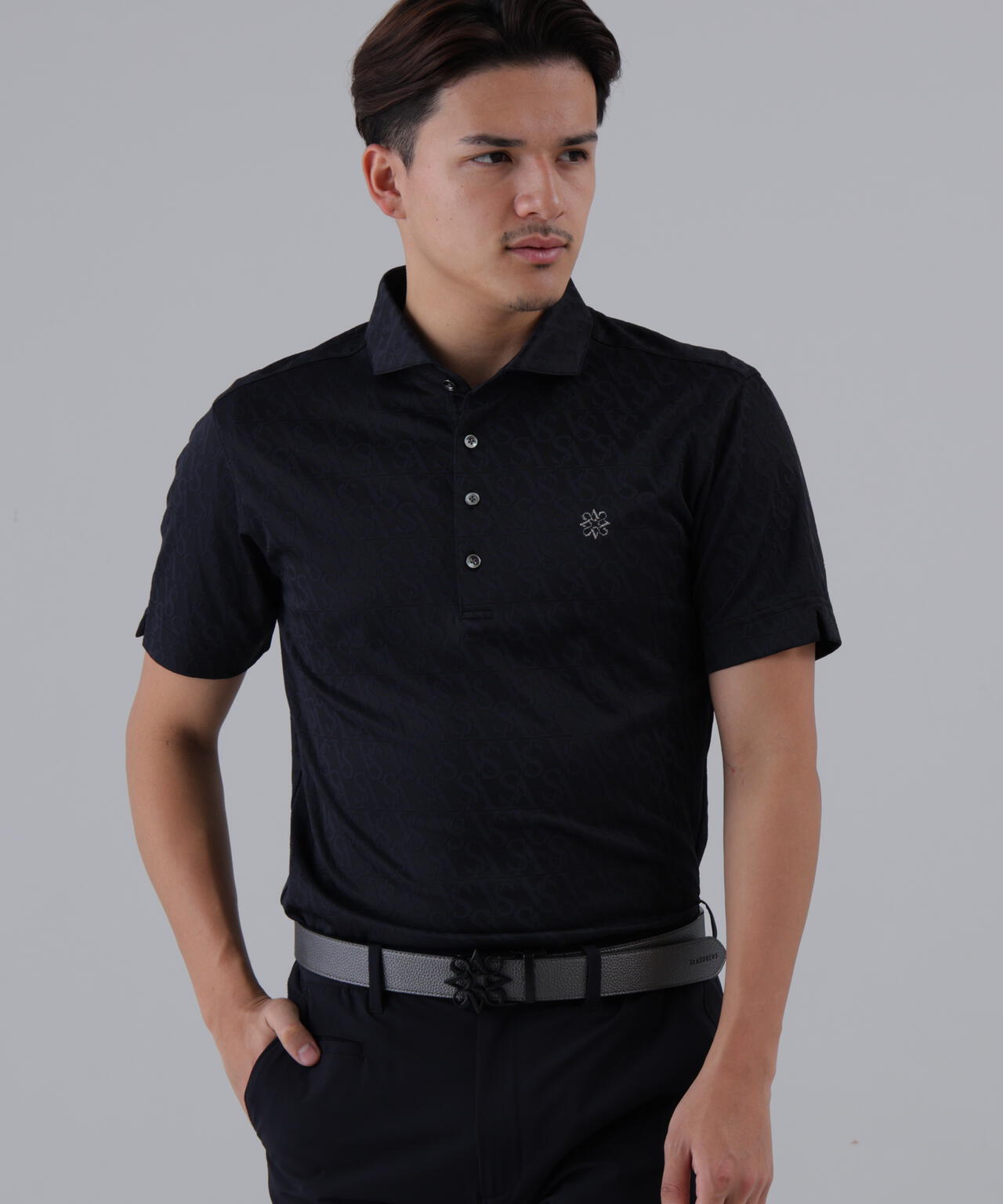 SAロゴジャガード無地半袖シャツ (MENS)