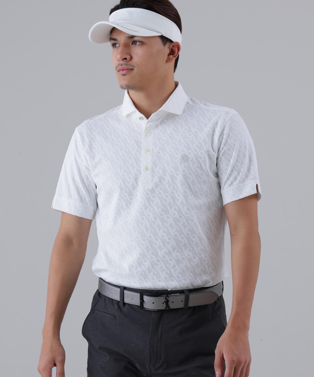 SAロゴジャガード無地半袖シャツ (MENS)