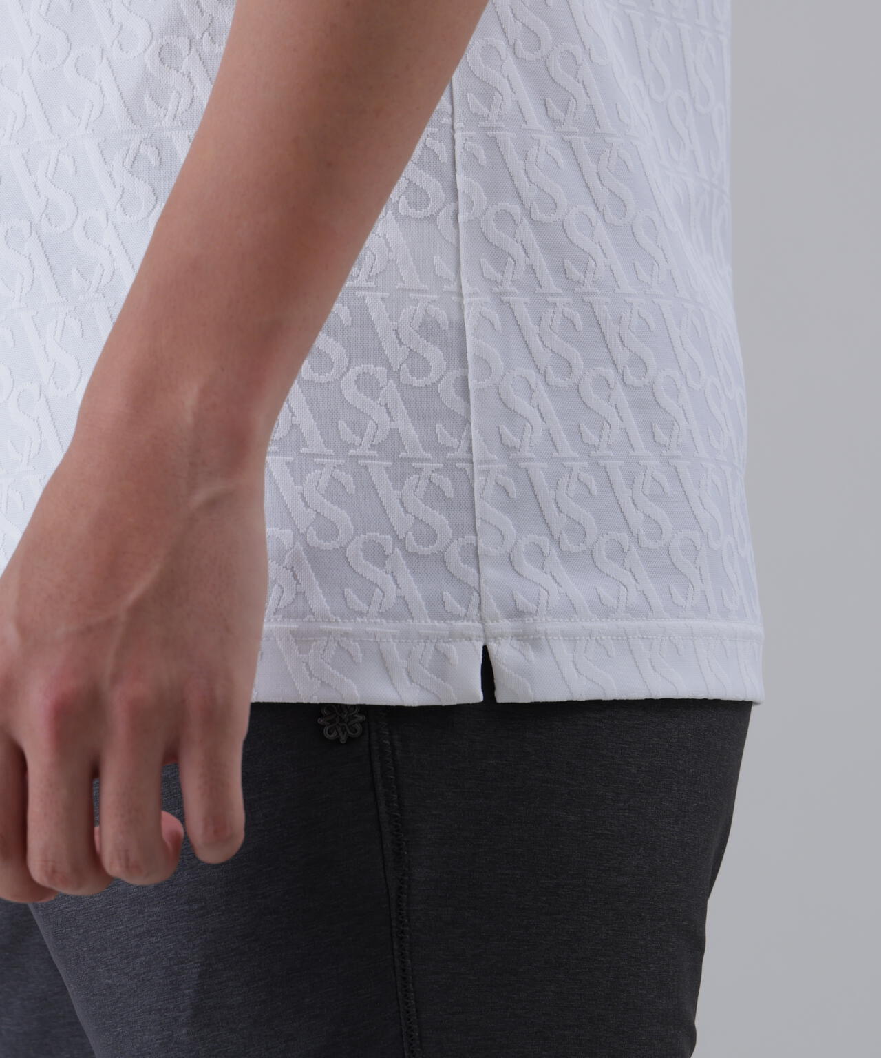 SAロゴジャガード無地半袖シャツ (MENS)