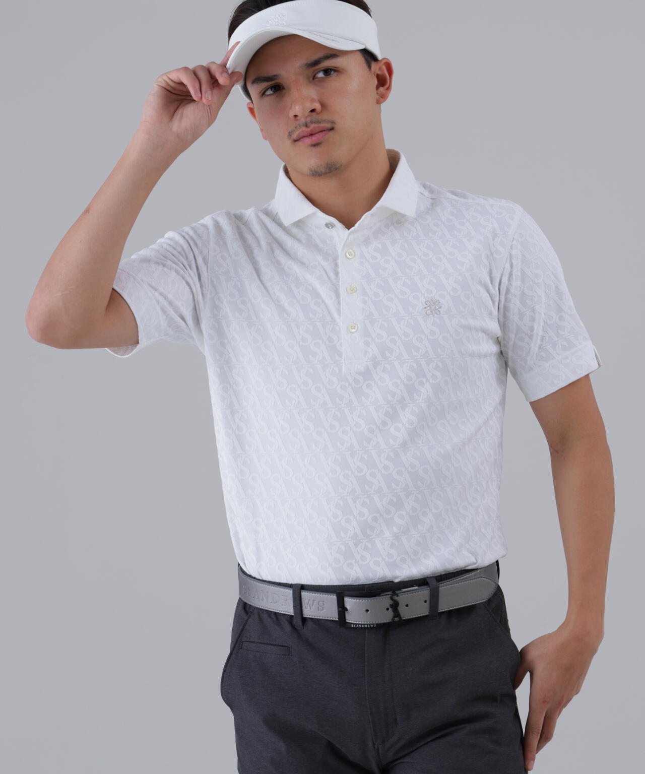 SAロゴジャガード無地半袖シャツ (MENS)