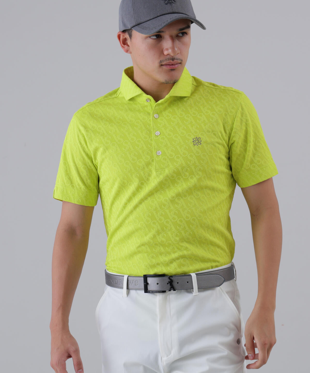 SAロゴジャガード無地半袖シャツ (MENS)