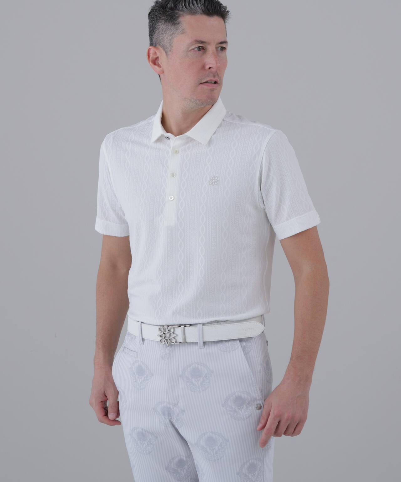 縄柄リンクス半袖シャツ (MENS)