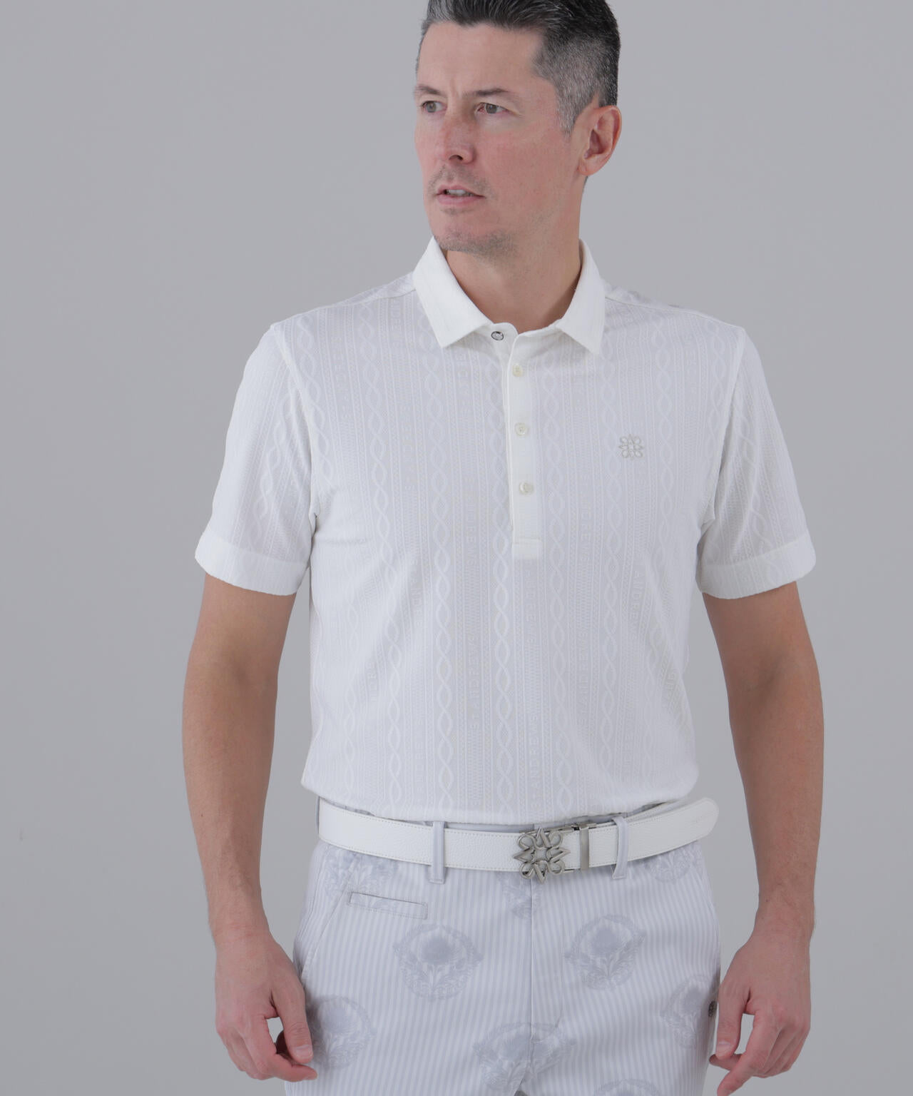 縄柄リンクス半袖シャツ (MENS)