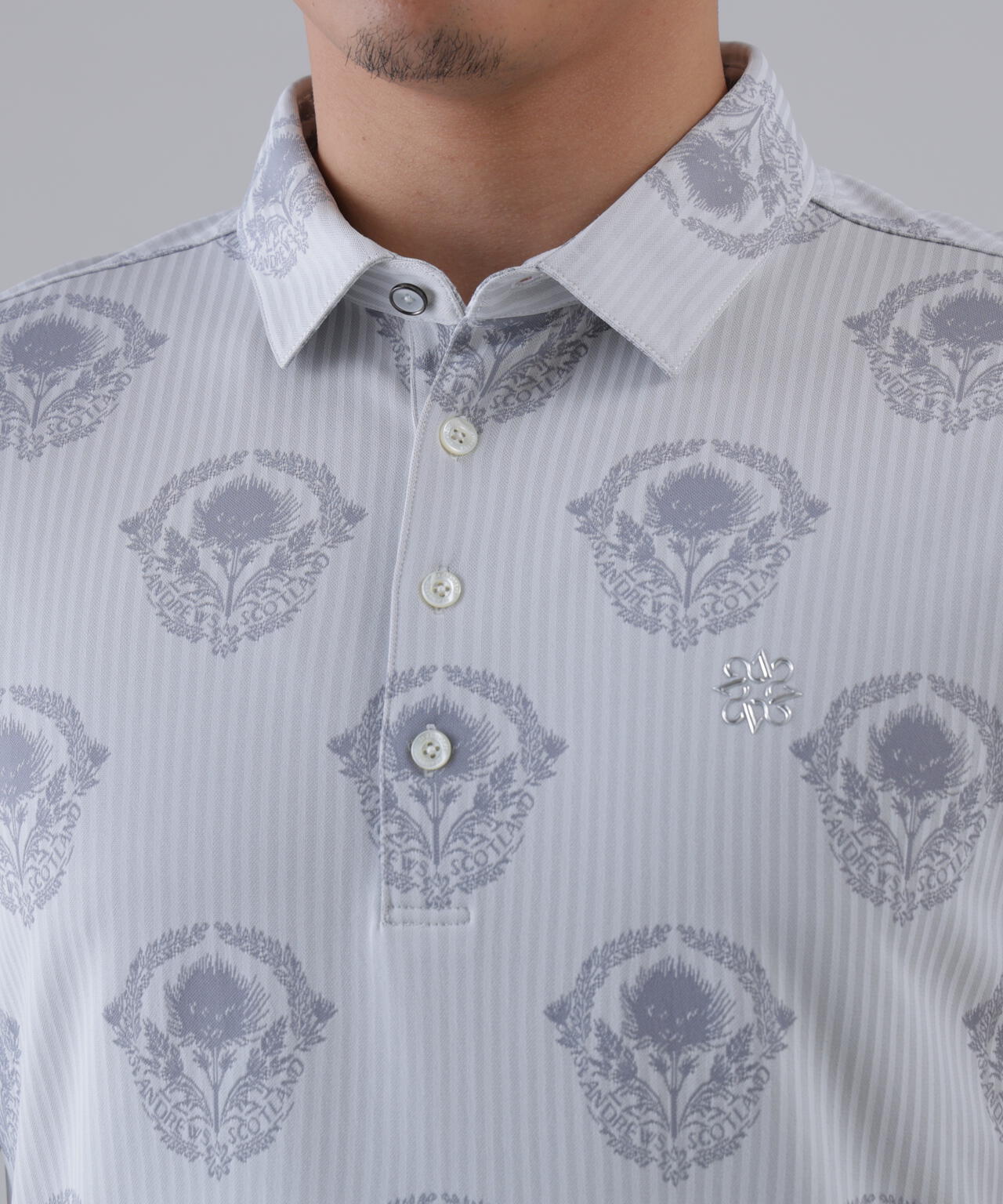 ロンドンストライプアザミジャガード半袖シャツ (MENS)