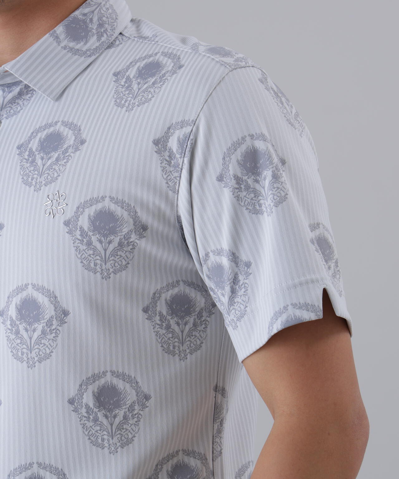 ロンドンストライプアザミジャガード半袖シャツ (MENS)
