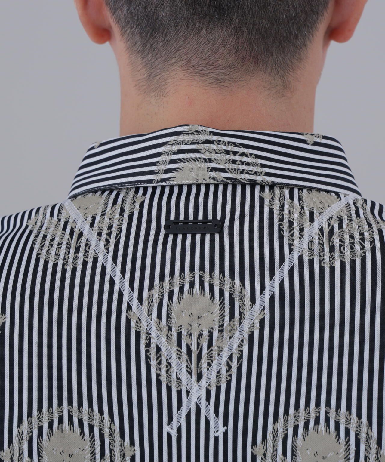 ロンドンストライプアザミジャガード半袖シャツ (MENS)