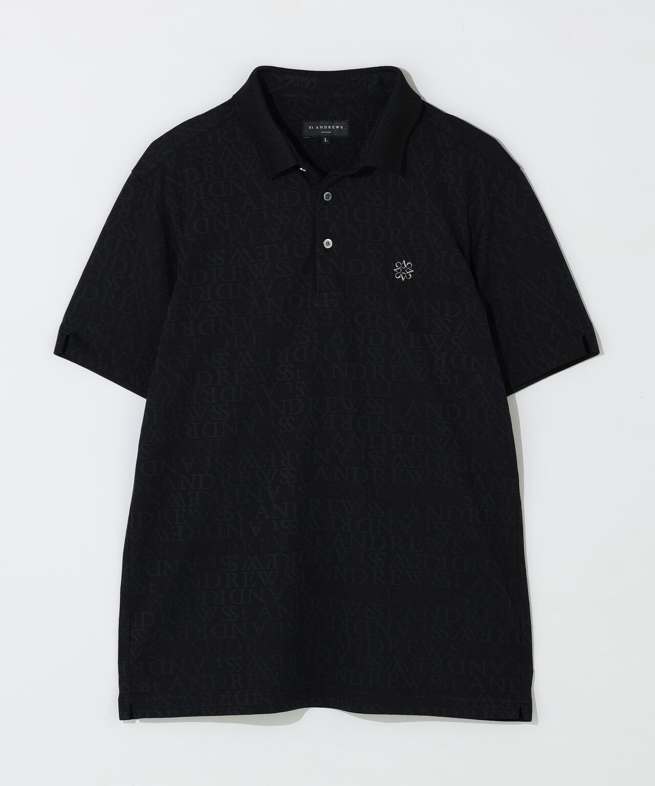 ダブルロゴジャガード無地半袖ポロシャツ (MENS)