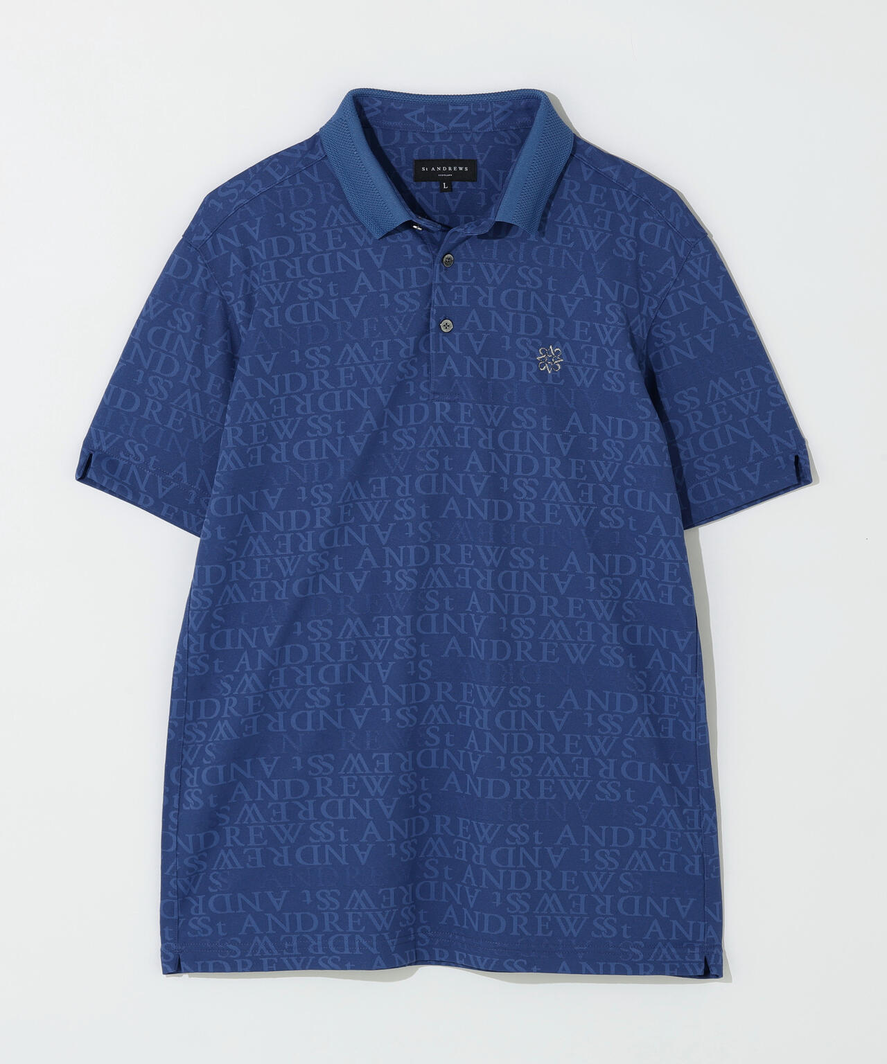 ダブルロゴジャガード無地半袖ポロシャツ (MENS)