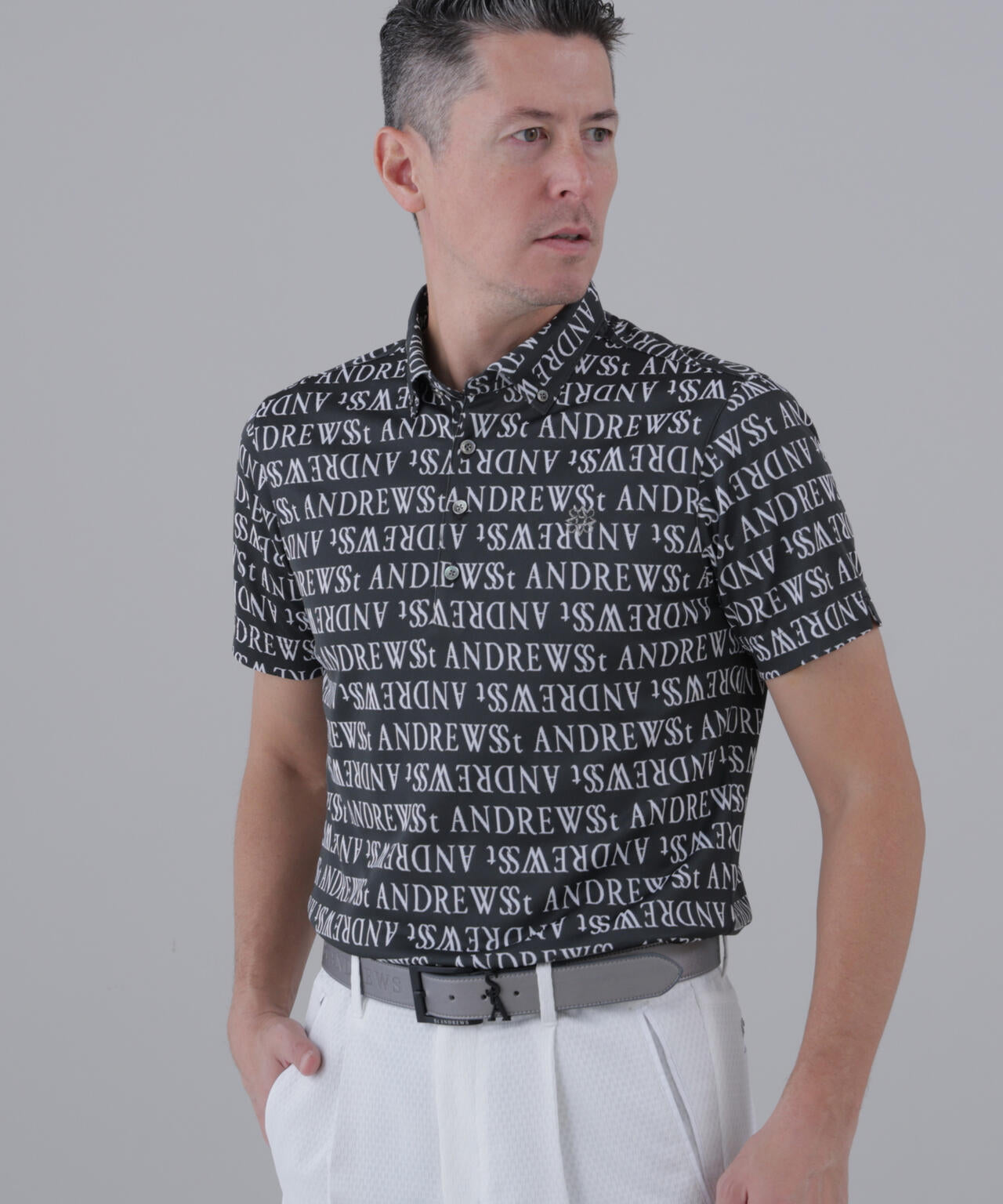 ダブルロゴジャガード半袖シャツ (MENS)