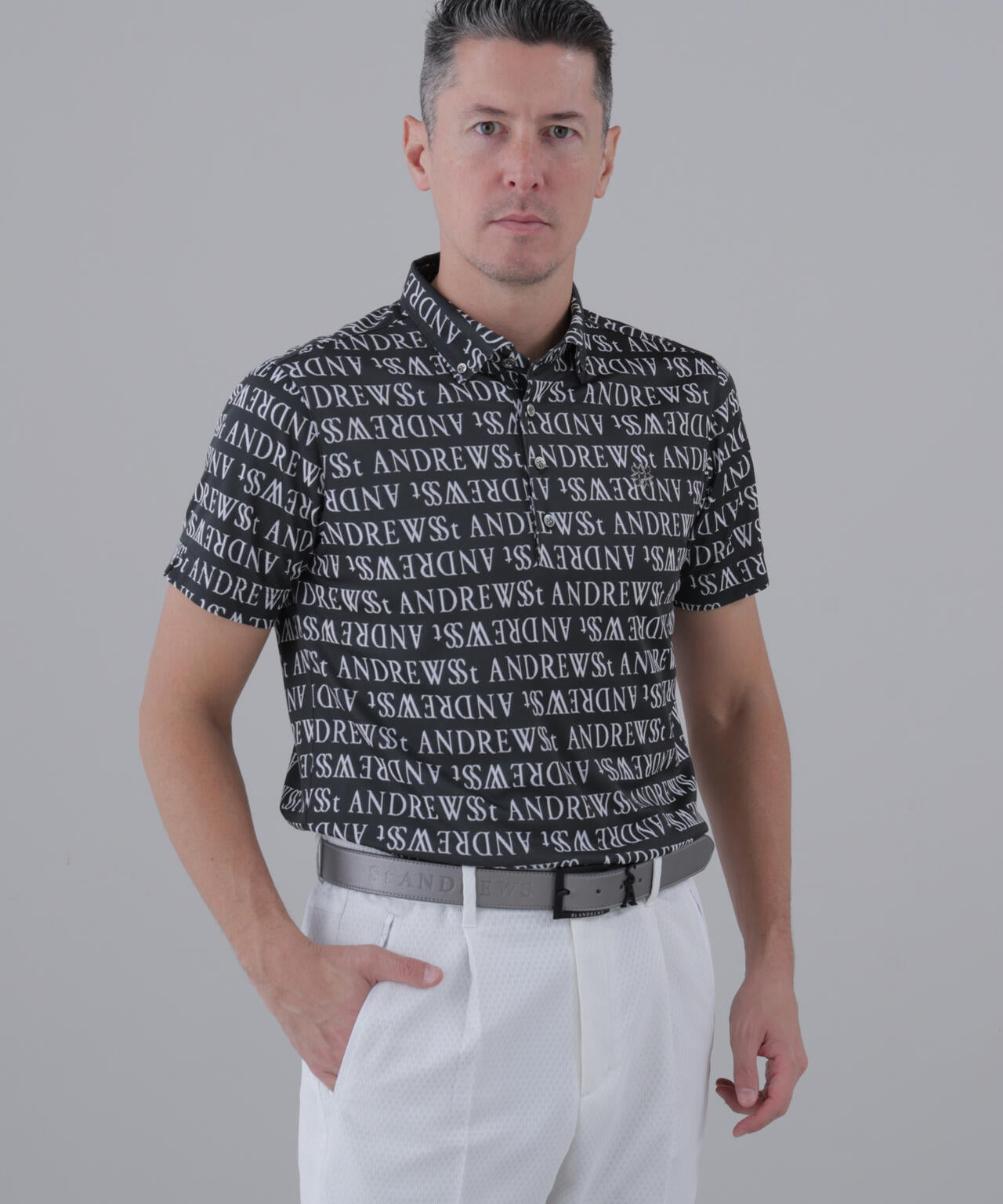 ダブルロゴジャガード半袖シャツ (MENS)