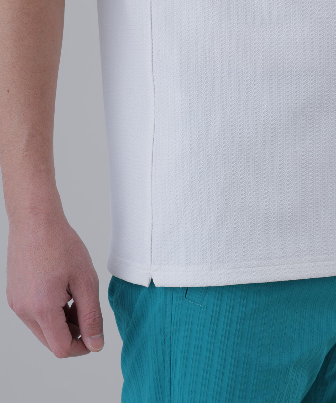 【UVカット】サッカージャガード半袖ポロシャツ (MENS)