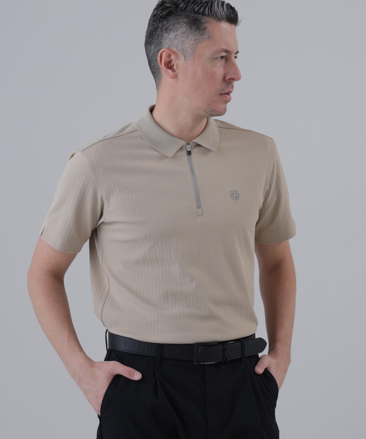 【UVカット】サッカージャガード半袖ポロシャツ (MENS)