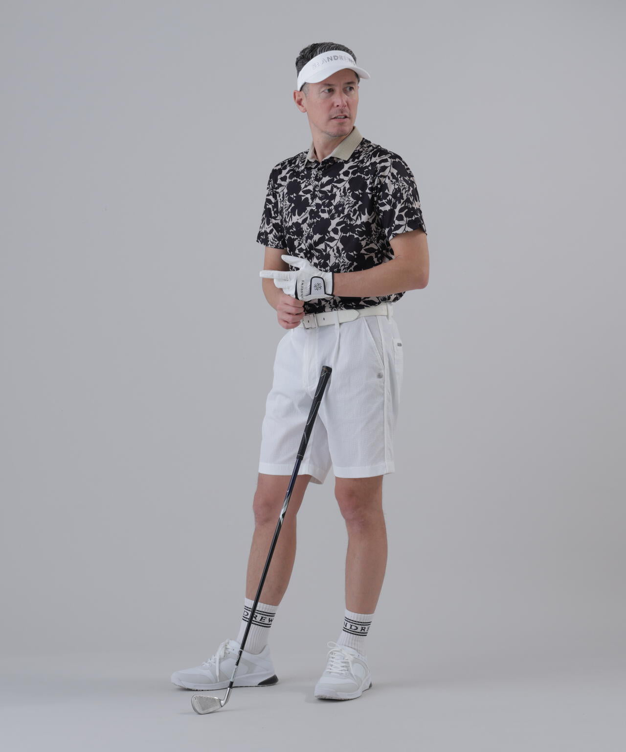 【吸水速乾】COOLMAXシャドーボタニカルプリント半袖ポロシャツ (MENS)