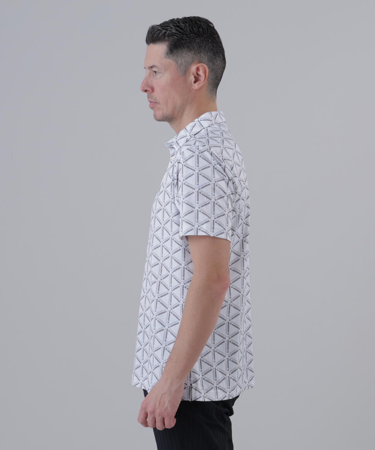 【吸水速乾】COOLMAXトライアングルロゴプリント半袖シャツ (MENS)