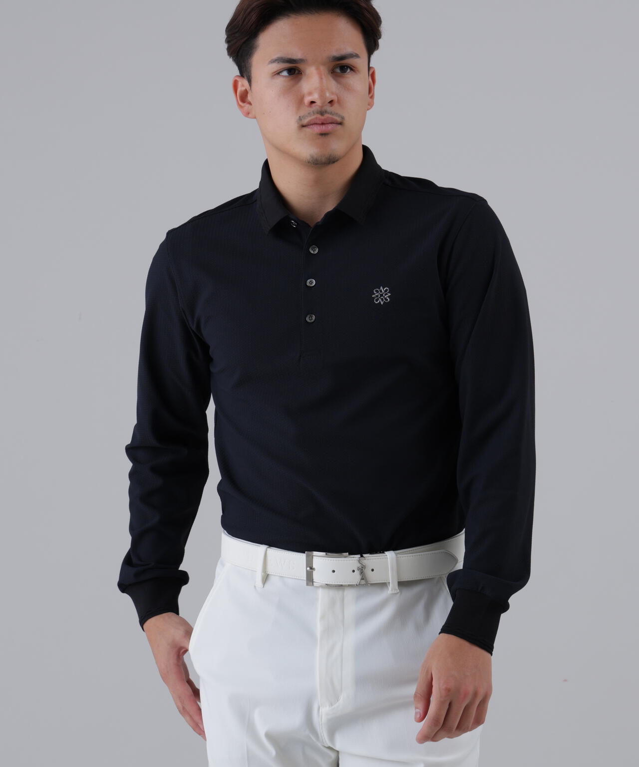 【吸水速乾】【UVカット】SPX裏使いジャガード長袖ポロ (MENS)