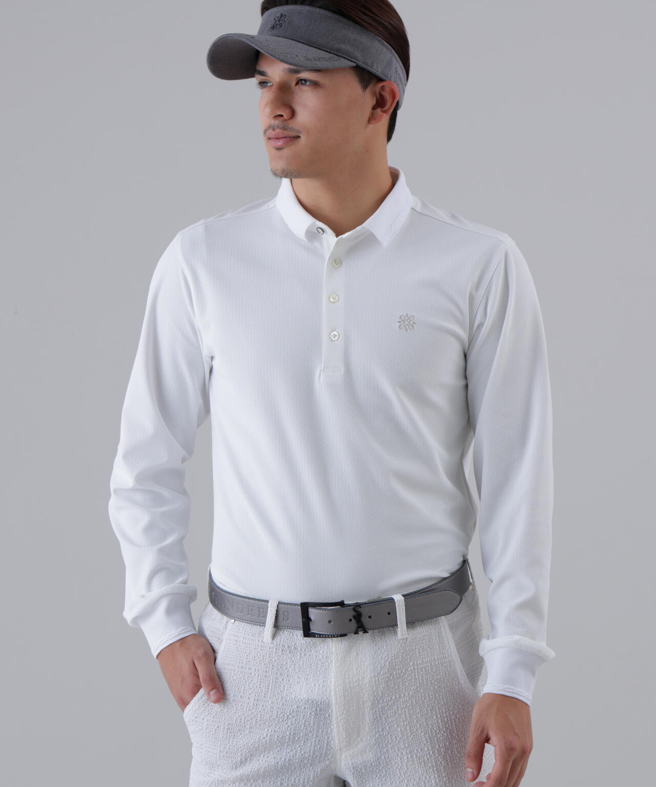 【吸水速乾】【UVカット】SPX裏使いジャガード長袖ポロ (MENS)