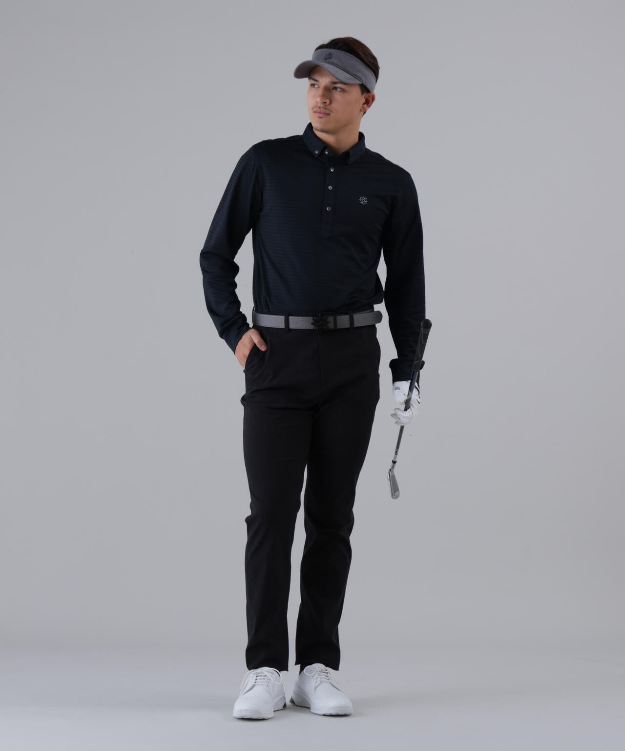 【吸水速乾】格子ジャガード長袖シャツ (MENS)