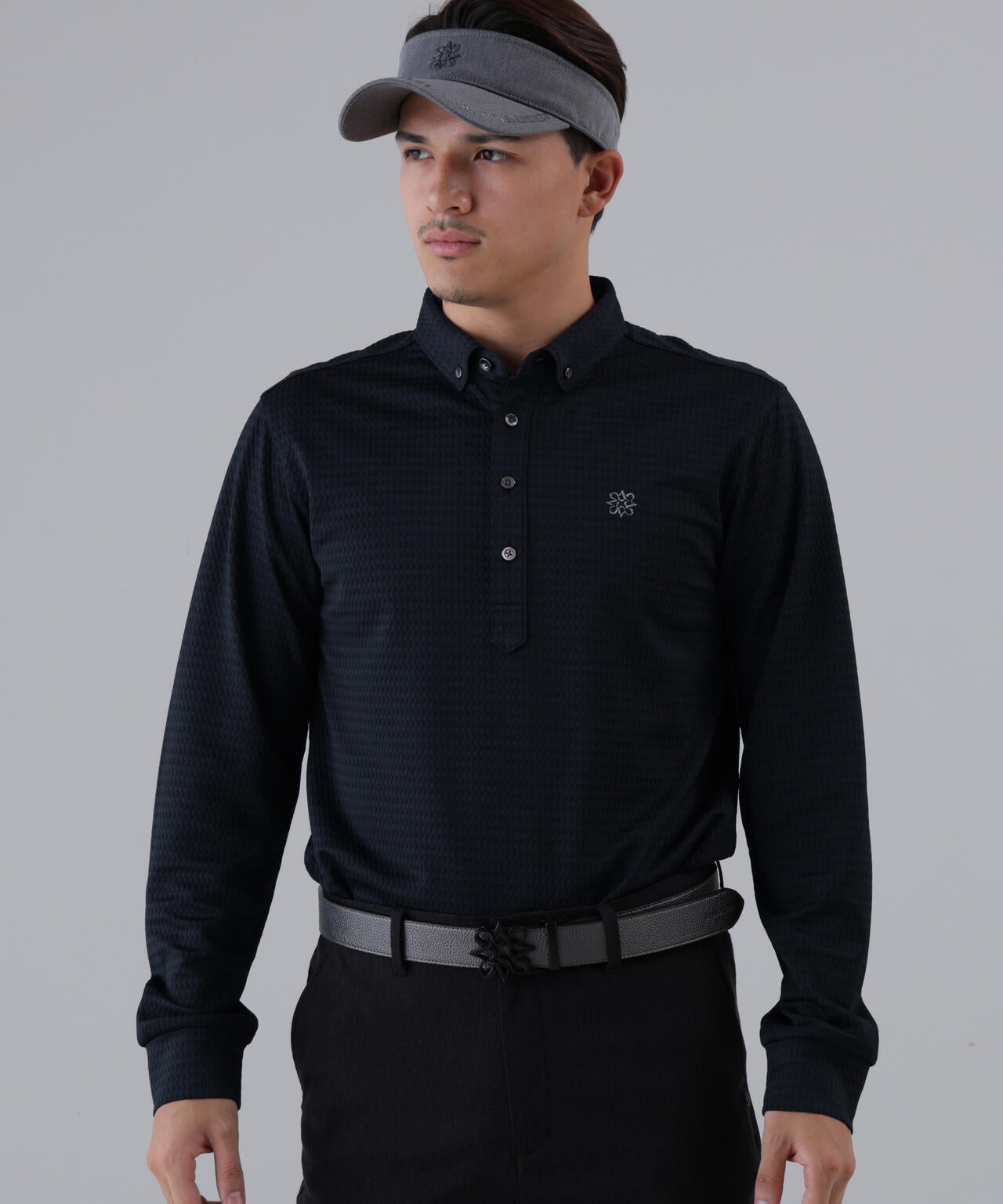 格子ジャガード長袖シャツ (MENS)