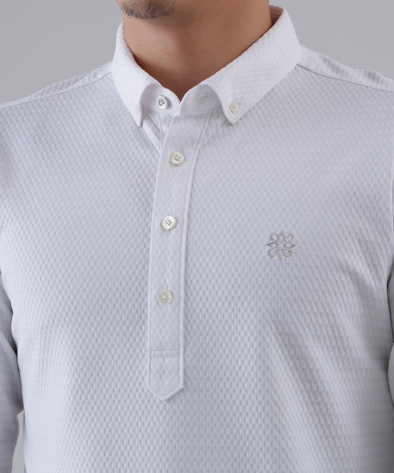 格子ジャガード長袖シャツ (MENS)