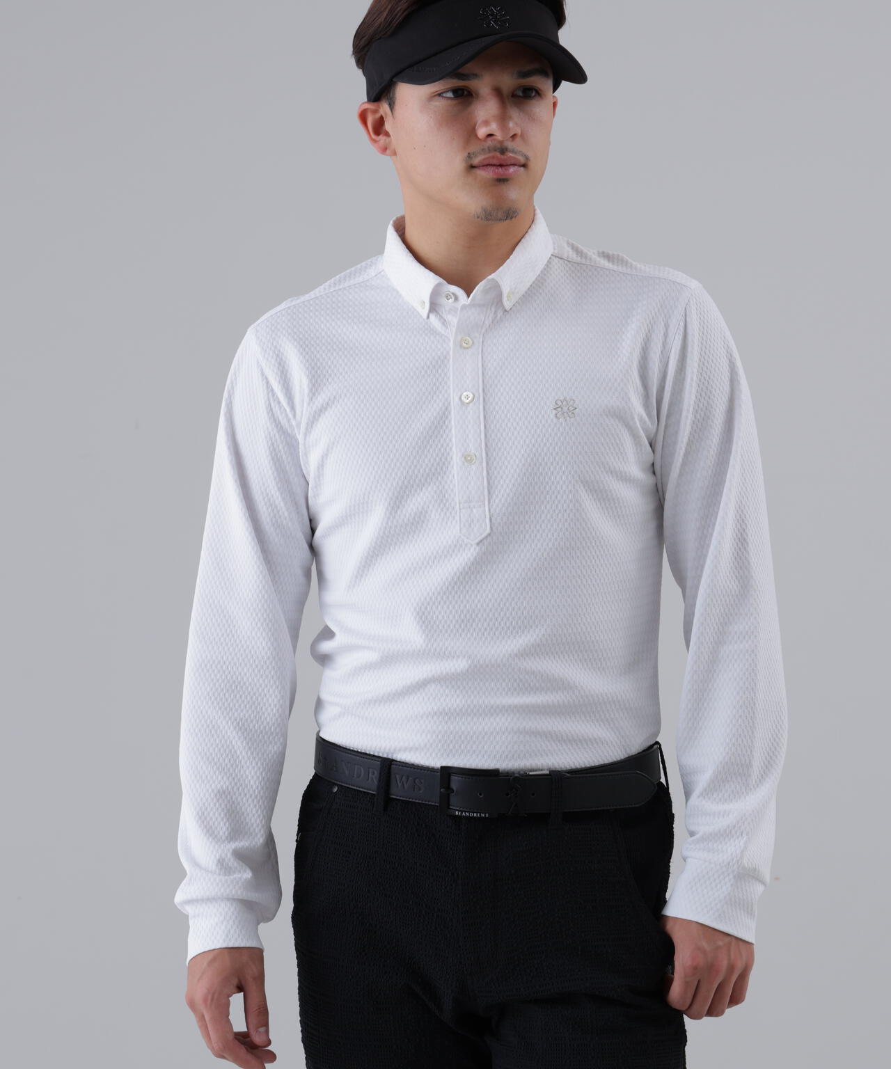 格子ジャガード長袖シャツ (MENS)